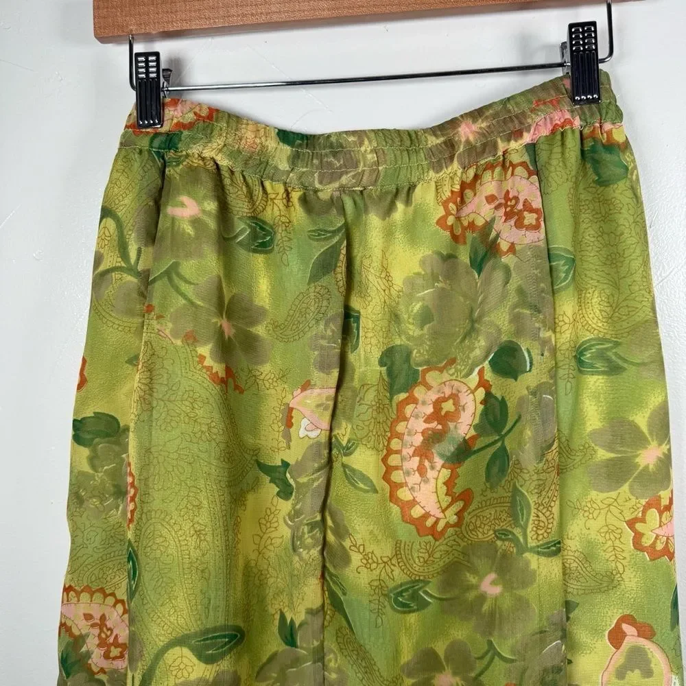 Green Paisley Layered Whimsical Fairy Paisley Floral Skirt Size 2X